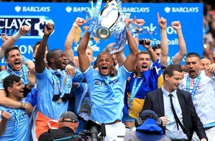 Manchester City saat menjadi juara Liga Primer Inggris musim 2013/2014.