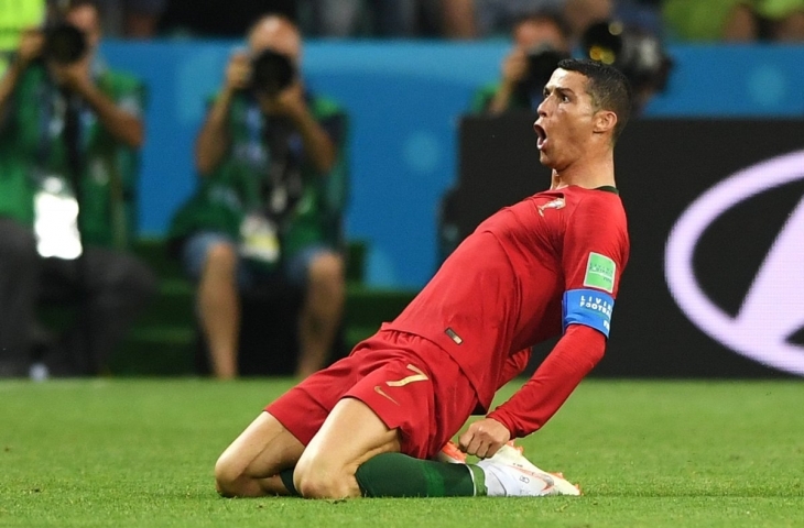 Cristiano Ronaldo saat merayakan gol ke gawang Spanyol (sumber: twitter)