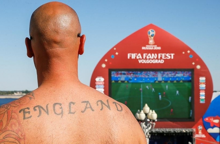 Suporter Timnas Inggris di FIFA FAN FEST Volgogard, Rusia (Sumber: The Moskow Times)