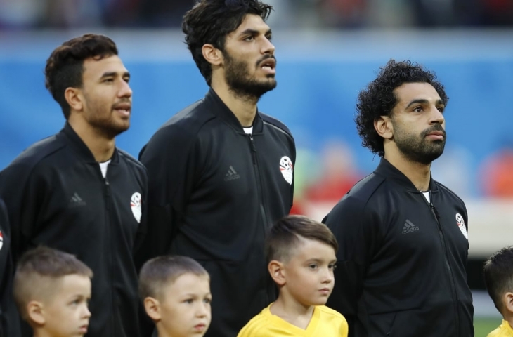 Mohamed Salah bersama skuad Timnas Mesir di Piala Dunia 2018. (AFP)