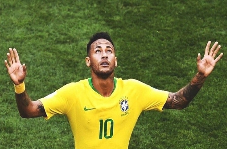 Neymar merayakan gol Brasil ke gawang Meksiko (Sumber: Twitter)