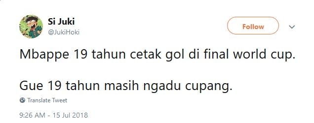 Cuitan kocak netizen terkait kesuksesan Mbappe/Twitter