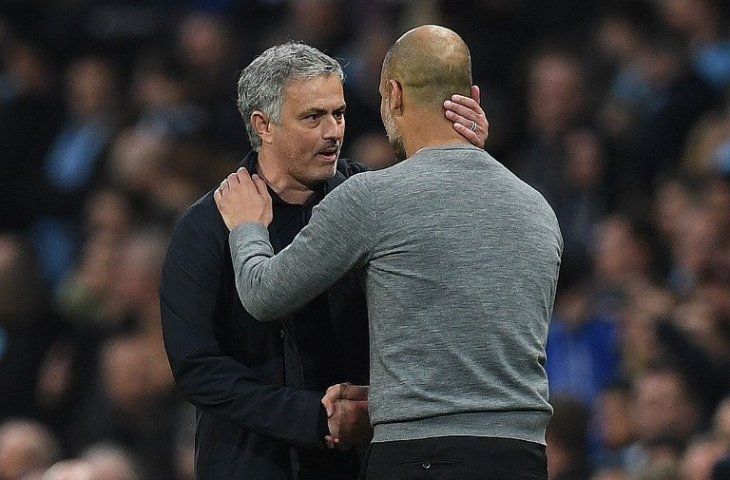 Jose Mourinho dan Pep Guardiola (Paul Ellis/AFP)