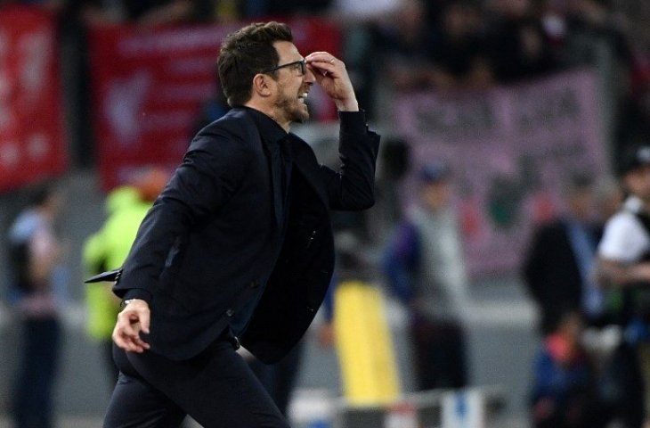 Pelatih AS Roma, Eusebio Di Francesco. (Fillipe Monteforte/AFP).