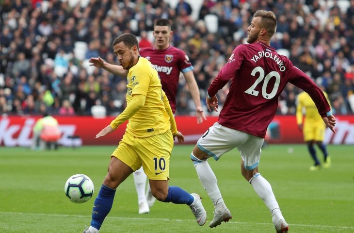 Eden Hazard vs West Ham. (Twitter/@ChelseaFC).