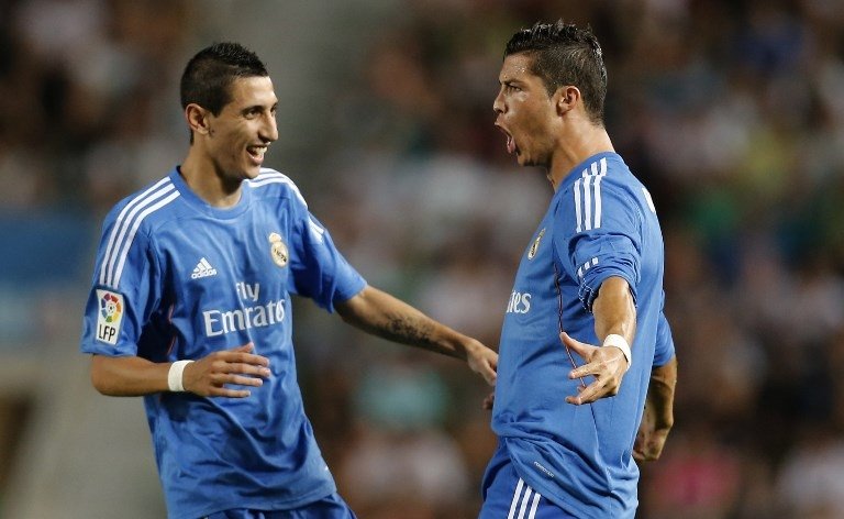 Angel Di Maria dan Cristiano Ronaldo saat masih berseragam Real Madrid (Jose Jordan/AFP)