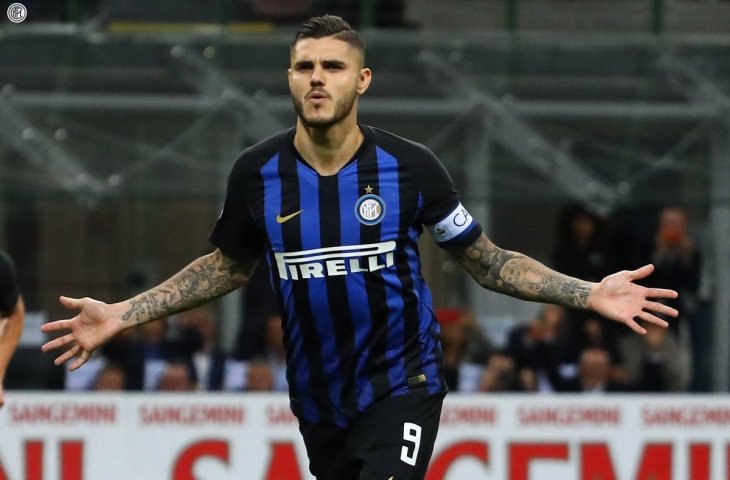 Penyerang Inter Mian, Mauro Icardi setelah bobol gawang Fiorentina. (Twitter/@inter).