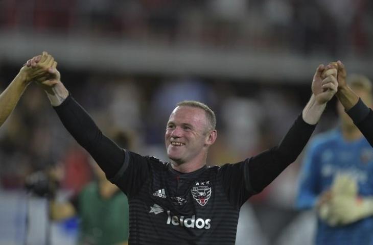 Ekspresi Wayne Rooney saat berhasil menang dari Vancouver Whitecaps FC (Andrew Caballero-Reynolds/AFP)