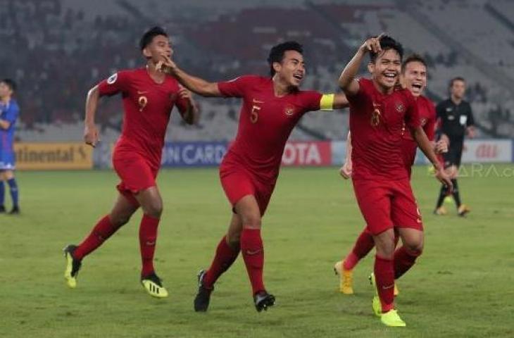 Pemain Timnas Indonesia U-19, Witan Sulaeman melakukan selebrasi usai mencetak gol. [Suara.com/Muhaimin A Untung]