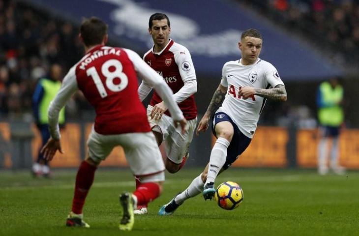 Arsenal vs Tottenham Hotspur saat berlaga di Liga Primer pada 10 Februari 2018 (Adrian Dennis/AFP)