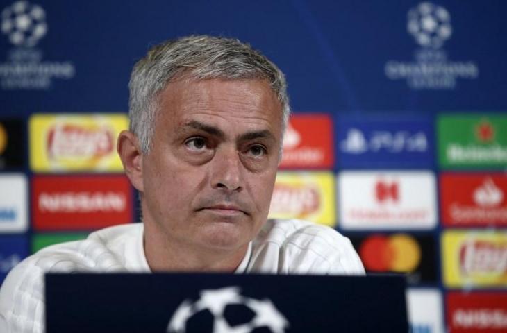 Jose Mourinho saat menjalani konferensi pers melawan Juventus pada 6 November 2018 (Isabella Bonotto/AFP)