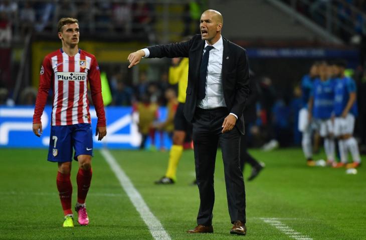 Pemain Atletico Madrid, Antoine Griezmann dan Pelatih Real Madrid, Zinedine Zidane (AFP)