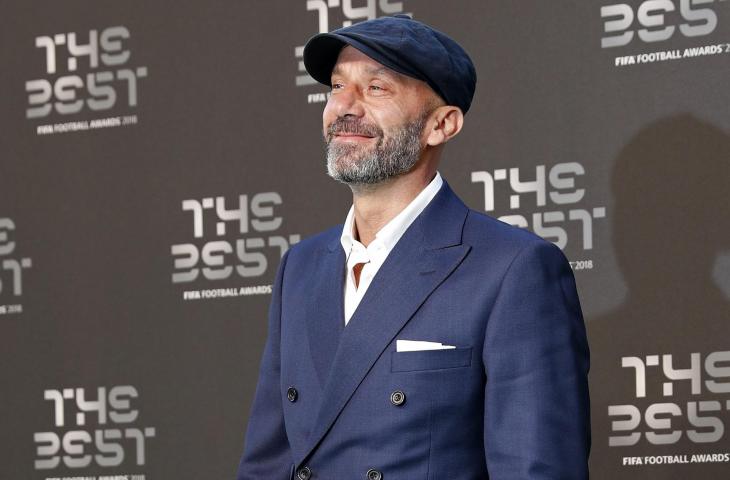 Mantan Pemain Italia, Chelsea, dan Juventus, Gianluca Vialli berfoto sebelum mengikuti acara The Best FIFA Football Awards (24/9/2018) di London (AFP)