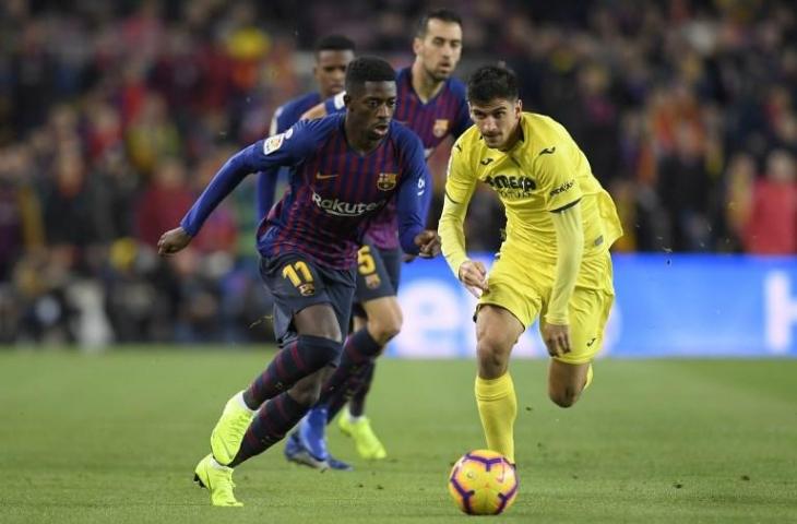 Ousmane Dembele saat berhadapan dengan Villarreal pada 2 Desember 2018 (Lluis Gene/AFP)