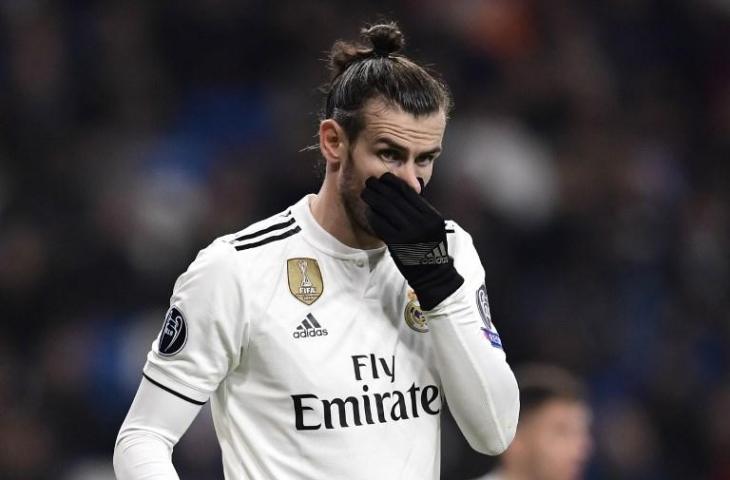 Ekspresi Gareth Bale saat melawan CSKA Moscow di Liga Champions pada 12 Desember 2018 (Javier Soriano/AFP)
