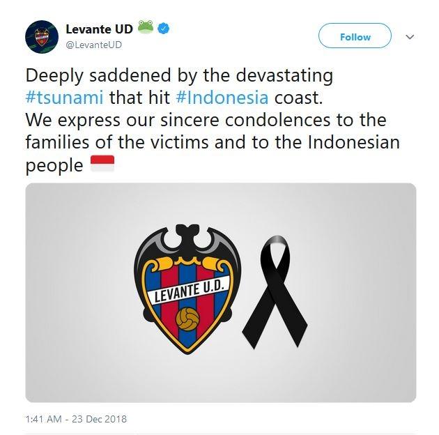 Ungkapan duka Levante di Twitter (@LevanteUD/Twitter)