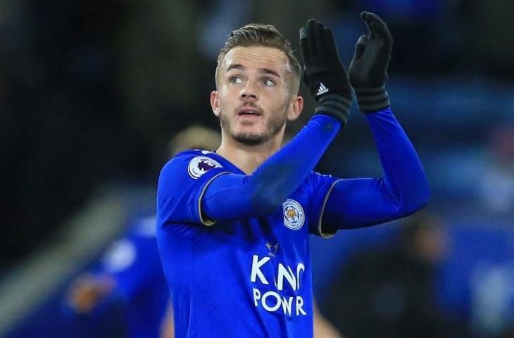 Gelandang Leicester City, James Maddison (Lindsey Parnaby/AFP)