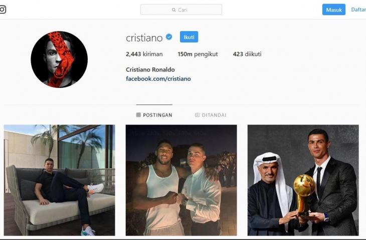 Jumlah pengikut Cristiano Ronaldo di Instagram berjumlah 150 pengikut (instagram.com/cristiano)