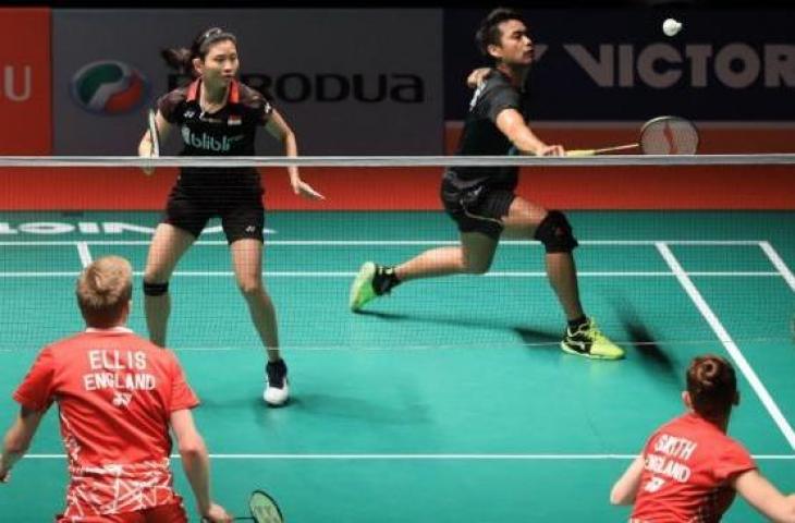 Pasangan ganda campuran Indonesia, Tontowi Ahmad dan Debby Susanto terhenti di babak kedua Malaysia Masters 2019, Kamis (17/1/2019). [humas PBSI]