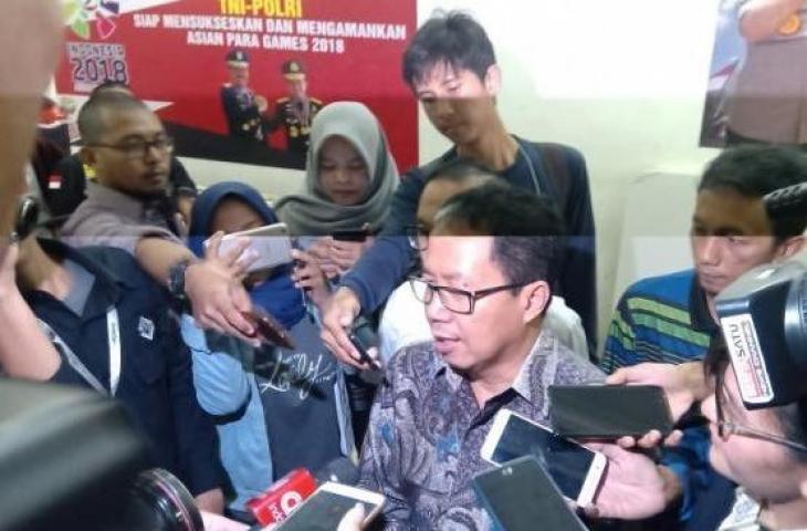 Plt Ketua Umum PSSI, Joko Driyono di gedung Direktorat Reserse Kriminal Umum Polda Metro Jaya, Kamis (24/11/2019). [Suara.com / Yosea ARGA]