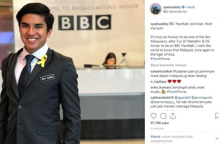 Syed Saddiq saat hendak diwawancarai BBC. (Instagram/syedsaddiq)