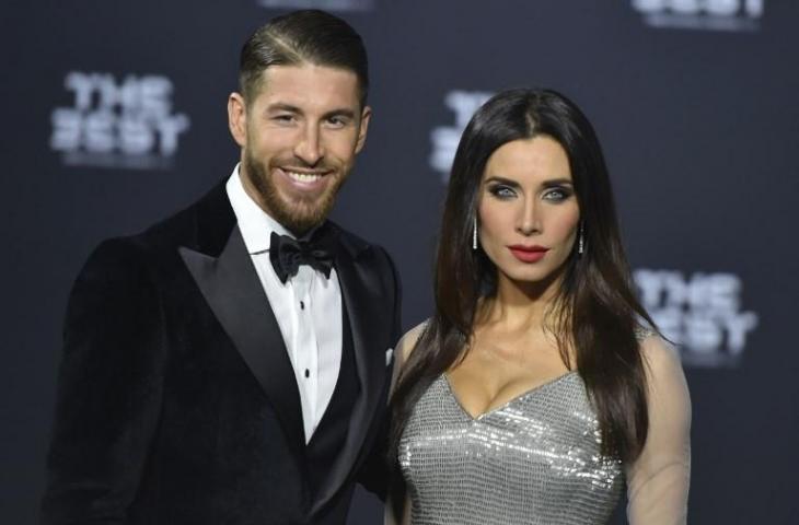 Sergio Ramos dan Pilar Rubi saat di acara The Best FIFA Football Awards 2016 (9/1/2017) [Michael Buholzer/AFP)