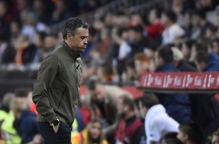 Ekspresi pelatih Spanyol, Luis Enrique usai Spanyol menang atas Norwegia di laga Grup F Kualifikasi Piala Eropa 2020, Minggu (24/3/2019). Di laga itu Spanyol menang 2-1. [JOSE JORDAN / AFP]