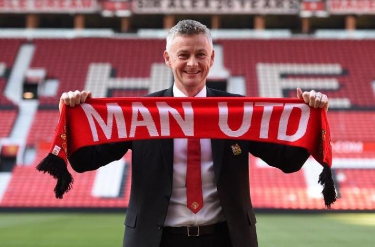 Ole Gunnar Solskjaer saat diperkenalkan sebagai pelatih tetap Manchester United pada 28 Maret 2019 (Oli Scarff/AFP)