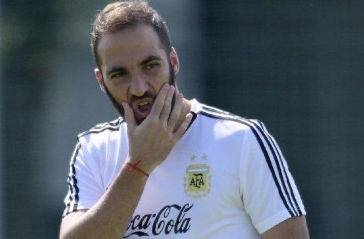 Penyerang Timnas Argentina, Gonzalo Higuain. (JUAN MABROMATA / AFP)