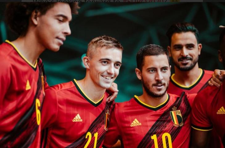 Jersey Timnas Belgia untuk Piala Eropa 2020. [@BelRedDevils / Twitter]