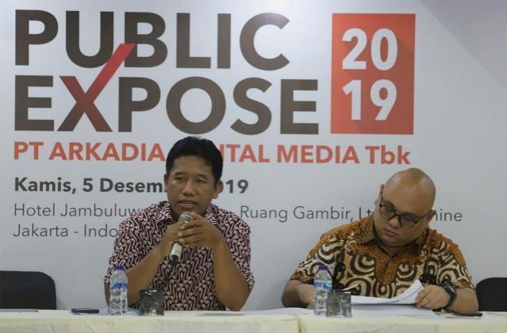 PT Arkadia Digital Media Tbk (DIGI) memaparkan pencapaian dan kinerja sepanjang satu tahun terakhir. (Suara.com/Angga Budiyanto).