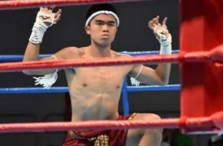 Pemain Persija Jakarta U-16 sekaligus atlet Muaythai Indonesia, Muhammad Uchida menyabet medali perunggu di ajang SEA Games 2019 di Filipina. (Dok. Persija).