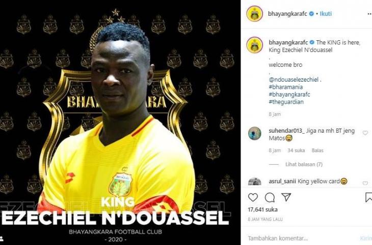 Ezechiel N'Douassel resmi bergabung Bhayangkara FC. (Instagram/@bhayangkarafc).