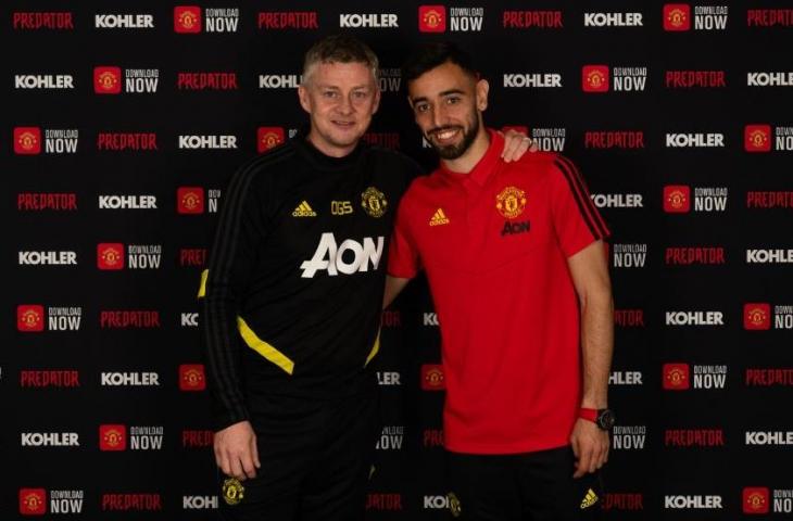 Bruno Fernandes resmi berseragam Manchester United. (Twitter/@ManUtd)