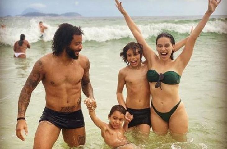 Marcelo bersama istrinya Clarice Alves dan dua orang anaknya. (Instagram/claricealves)