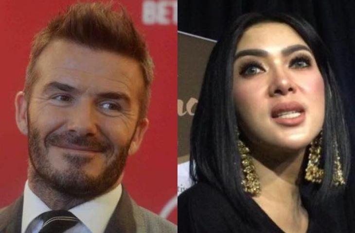 Kolase David Beckham dan Syahrini. (Dok. Suara.com).