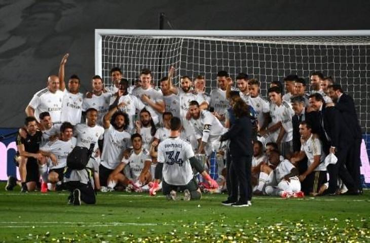 Real Madrid juara La Liga Spanyol musim ini. (GABRIEL BOUYS / AFP)