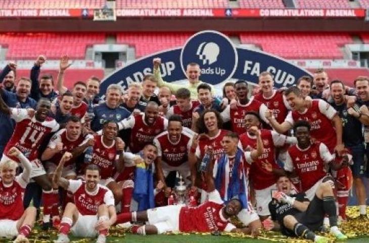 Arsenal juara Piala FA setelah mengalahkan Chelsea 2-1 di final yang digelar di Wembley Stadium, London. (Catherine Ivill / POOL / AFP)