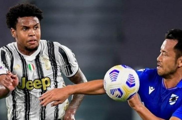 Weston McKennie melongo saat melihat keseksian Diletta Leotta. (AFP)