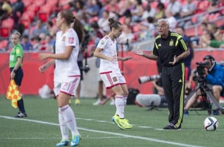 Ignacio Quereda saat menangani Timnas Wanita Spanyol. (NICHOLAS KAMM / AFP)