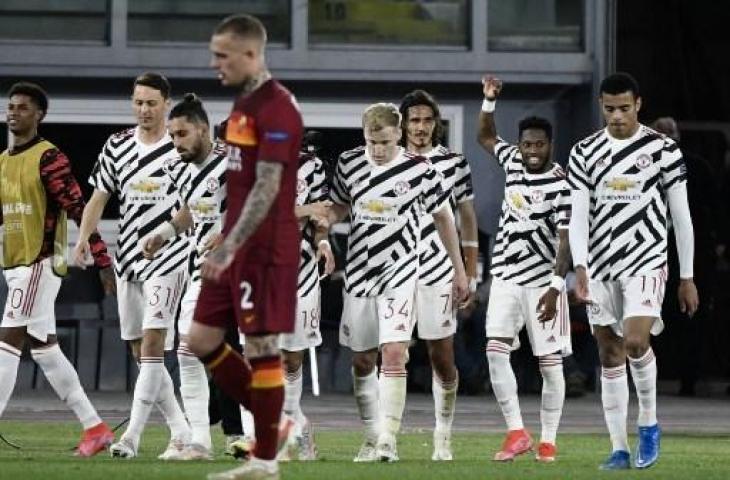 Manchester United ke final Liga Europa usai menyingkirkan AS Roma. (FILIPPO MONTEFORTE / AFP)