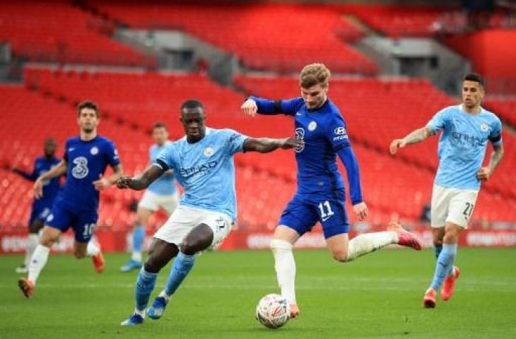 Laga Manchester City vs Chelsea di semifinal Piala FA. (BEN STANSALL / POOL / AFP)