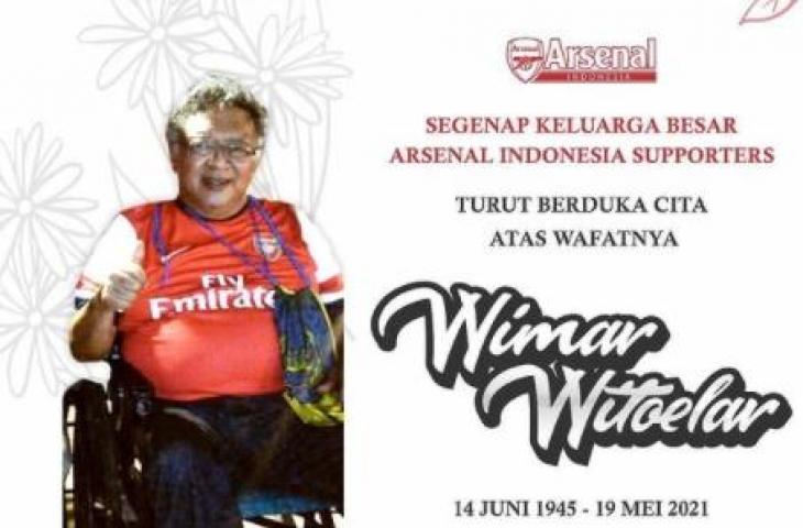 Suporter Arsenal Indonesia turut berduka atas meninggalnya Wimar Witoelar. (Instagram/@id.arsenal)