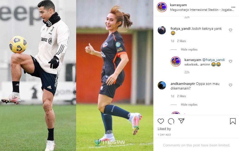 Sepatu Karra Syam couple dengan milik Cristiano Ronaldo. (Instagram/karrasyam)