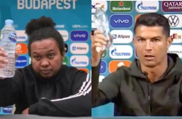 Babe Cabita tirukan aksi Cristiano Ronaldo menggeser minuman bersoda. (Instagram/babecabiita)