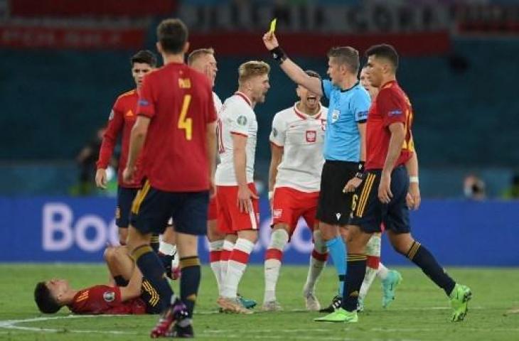 Timnas Spanyol main imbang 1-1 lawan Polandia di Euro 2020. (DAVID RAMOS / POOL / AFP)