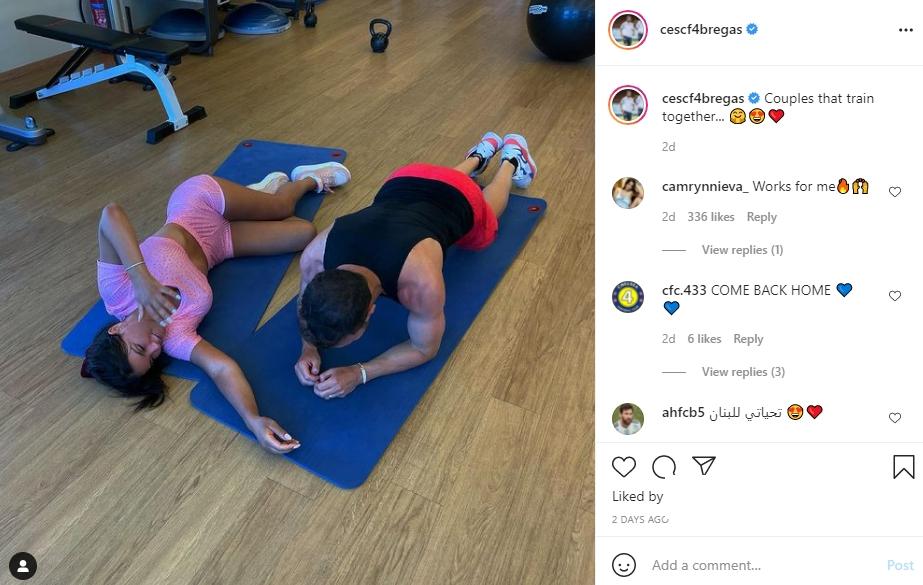 Cesc Fabregas pamer momen workout bareng istrinya, Daniella Semaan. (Instagram/cescf4bregas)