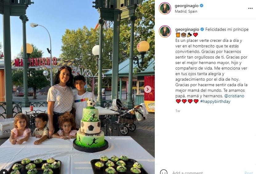 Georgina Rodriguez rayakan ulang tahun anak Cristiano Ronaldo. (Instagram/georginagio)