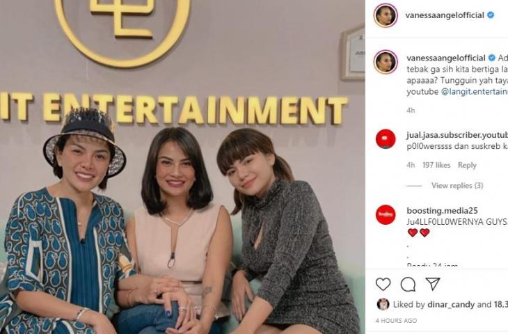 Dinar Candy foto bareng Nikita Mirzani dan Vanessa Angel. (Instagram)