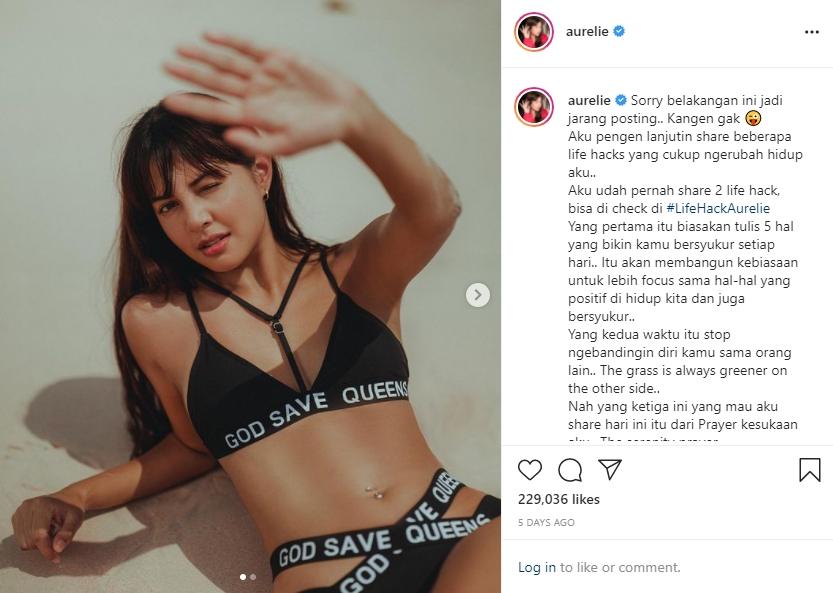 Aurelie Moeremans menjadi sorotan saat bagikan tips diet, yang salah satunya melakukan olahraga. (Instagram/aurelie)